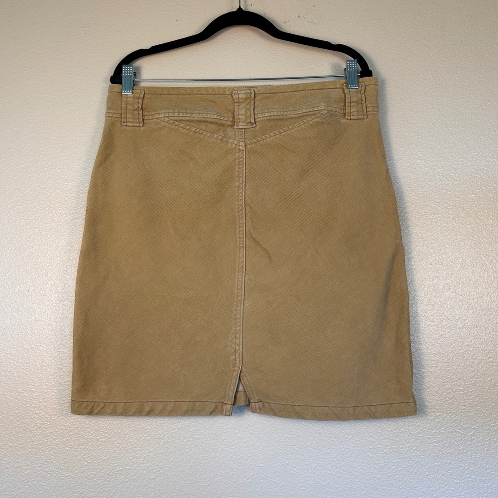 Gap Tan Khaki Corduroy Mini Skirt Stretch Double Button Size 10 Fall - Picture 2 of 8